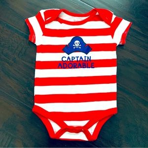 Kidgets Baby Boy Cute Short Sleeve 'Captain Adorable' Pirate Bodysuit